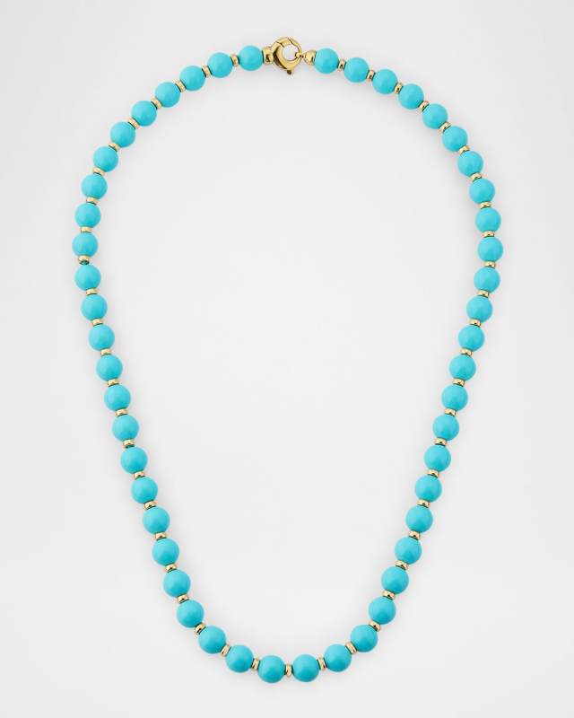 Beyond 18K Yellow Gold Turquoise and Rondelle Necklace, 20 "L